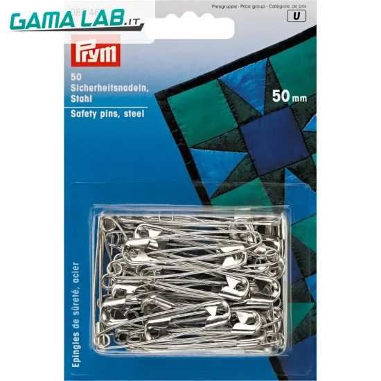 85463 Spille di sicurezza con spirale acciaio No. 3 argento 50 mm - 50pz