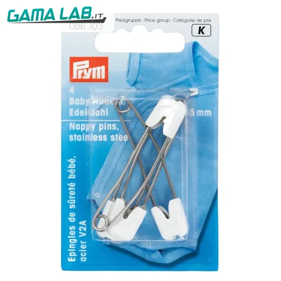 86103 Spille di sic. x bambini acc. inossidabile 55 mm bianco - 4pz