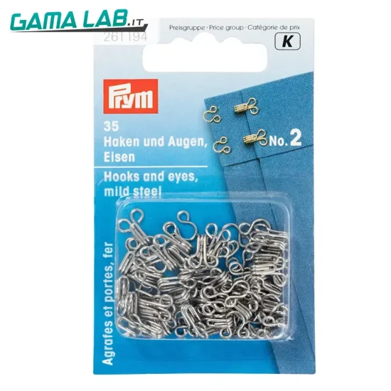 261194 Ganci ed occhielli acc. inoss. 2 argento - 35pz