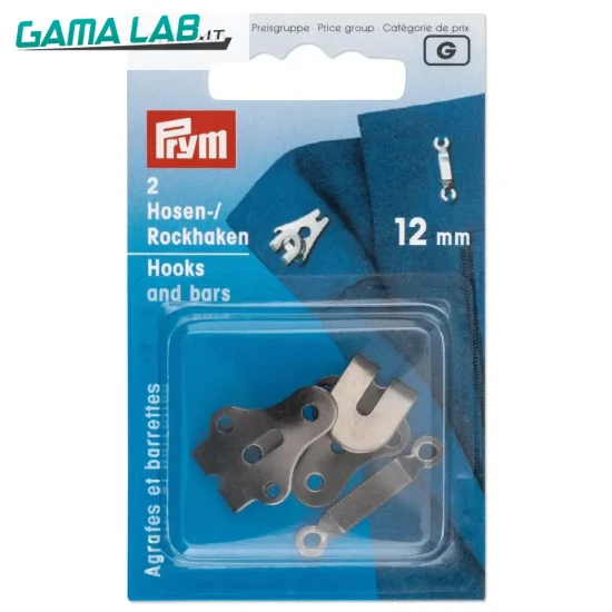 266260 Ganci e spranghette per pantaloni e gonne acciaio 12 mm nero - 2pz