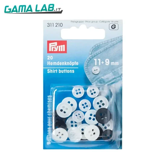 311210 Bottoni per camicie 11+9 mm imitazione madreperla/antracite - 20pz