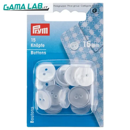 311268 Bottoni per camicie e pigiami 15 mm imitazione madreperla - 15pz
