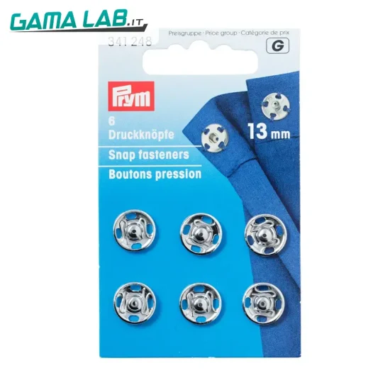 341248 Bottoni automatici ottone 13 mm argento - 6pz