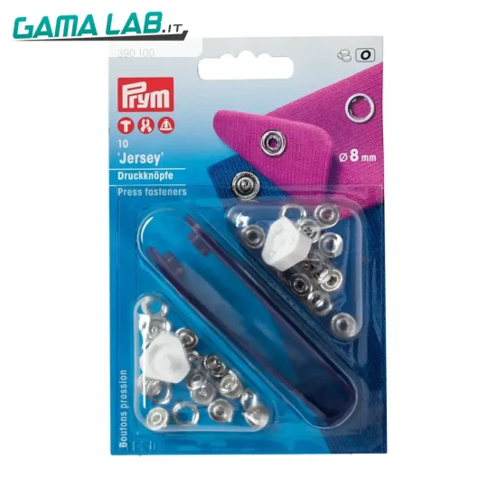 390100 Bottoni a pressione 'Jersey' ottone 8 mm argento - 10pz