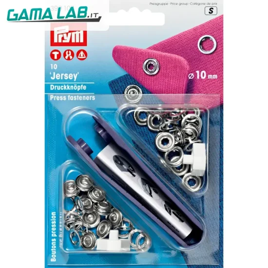 390107 Bottoni a pressione 'Jersey' anello 10 mm argento - 10pz