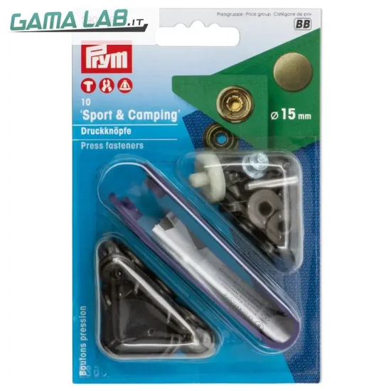 390199 Bottoni a pressione 'Sport & Camping' 15 mm ottone antico - 10pz