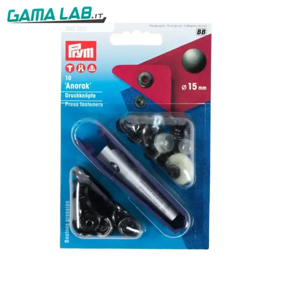 390302 Bottoni a pressione 'Anorak' 15 mm ossido - 10pz