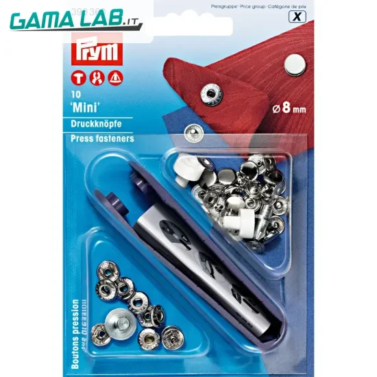 390360 Bottoni a pressione 'Mini' 8 mm argento - 10pz