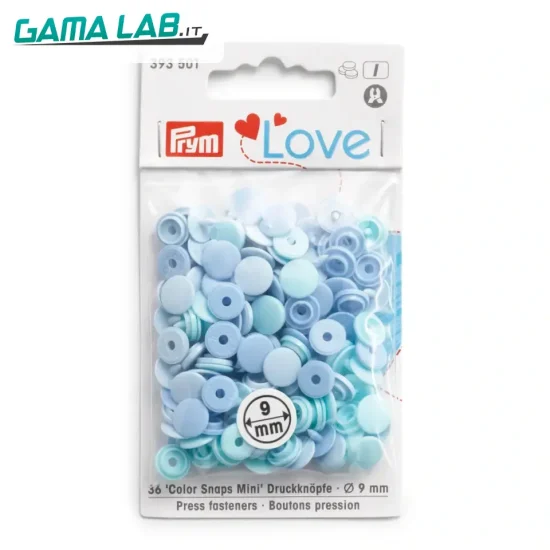 393501 Prym Love Bottoni a pressione Color Snaps Mini blu chiaro - 36pz