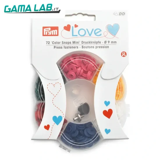 393950 Prym Love Bottoni a pressione Color Snaps Mini scat. 6 col. - 72pz