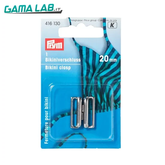 416130 Clip per bikini e cinture metallo gancio 20 mm argento - 1pz