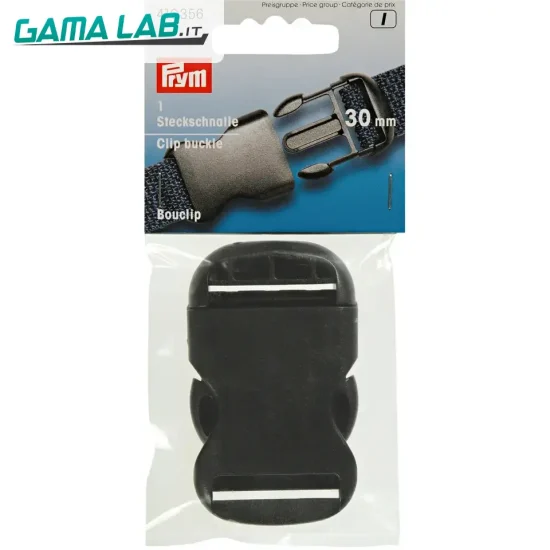 416356 Fibbie a clip plastica 30 mm nero - 1pz