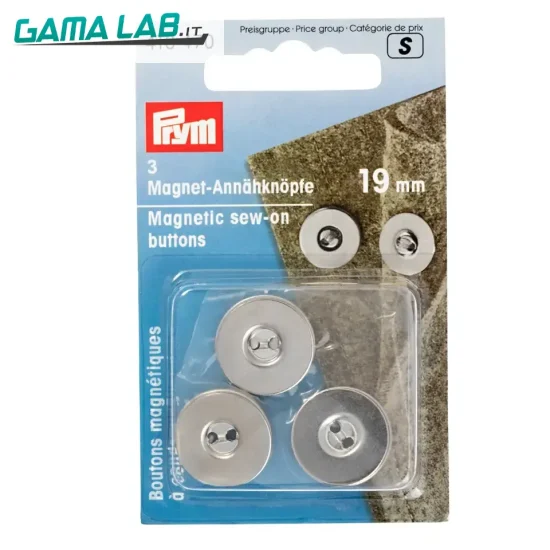 416470 Bottone magnetici per cucire 19 mm argento - 3pz