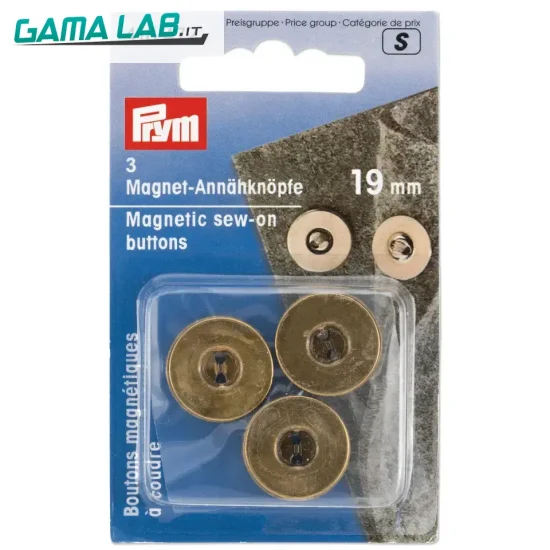 416472 Bottone magnetici per cucire 19 mm ottone antico - 3pz