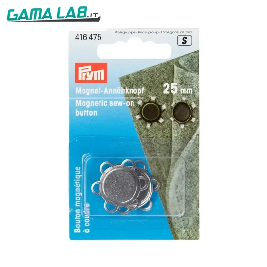 416475 Bottone magnetico per cucire 25 mm argento - 1pz