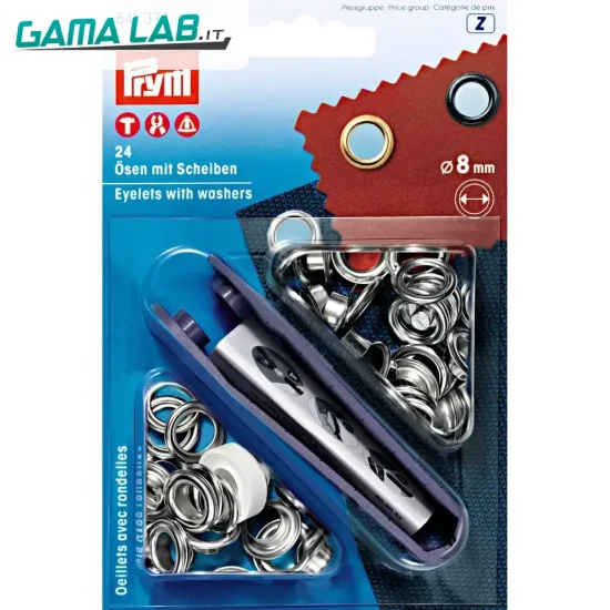 541374 Occhielli con rondelle ottone 8 mm argento - 24pz