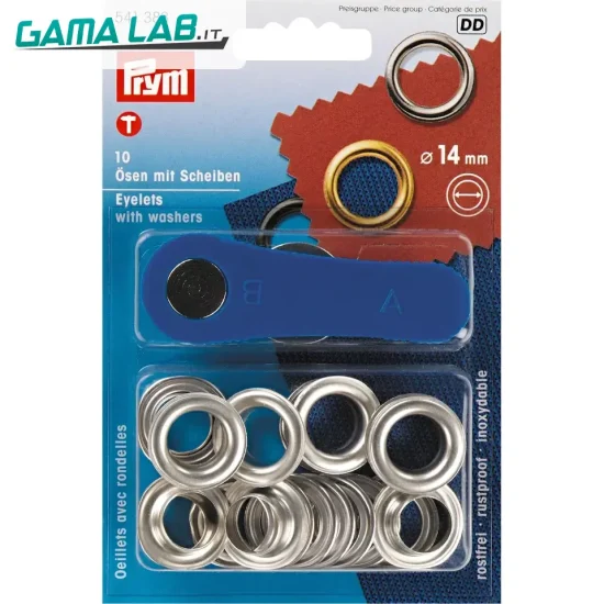 541383 Occhielli con rondelle ottone 14 mm argento - 10pz