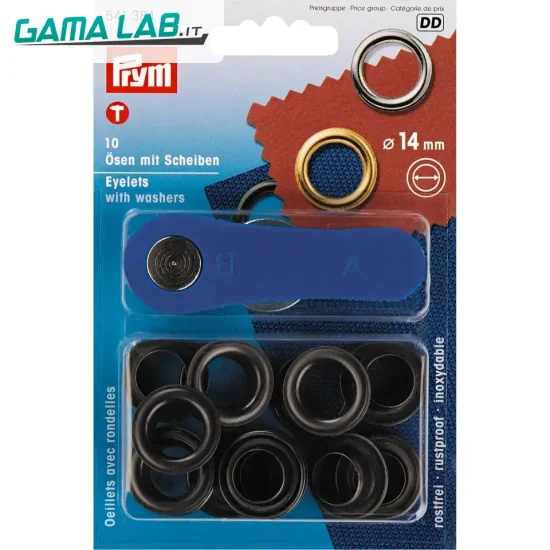 541384 Occhielli con rondelle ottone 14 mm ossido - 10pz