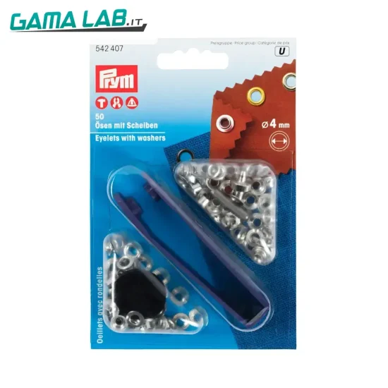 542407 Occhielli con rondelle ottone 4 mm argento - 50pz