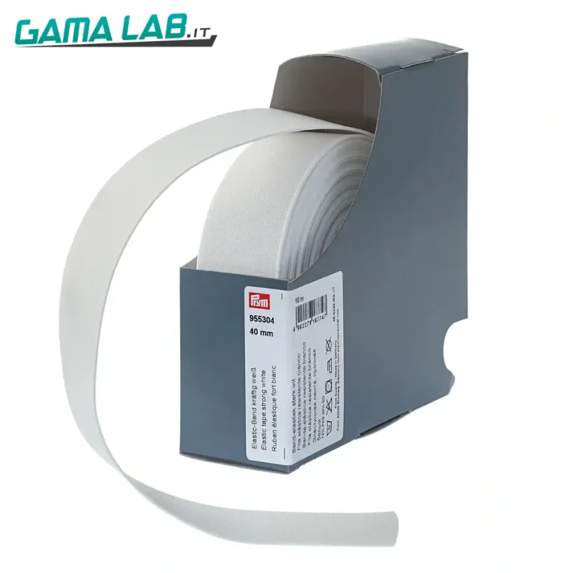 955304 Nastro elastico resistente 40 mm bianco - 10m