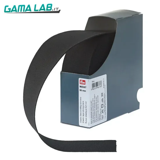955307 Nastro elastico resistente 50 mm nero - 10m