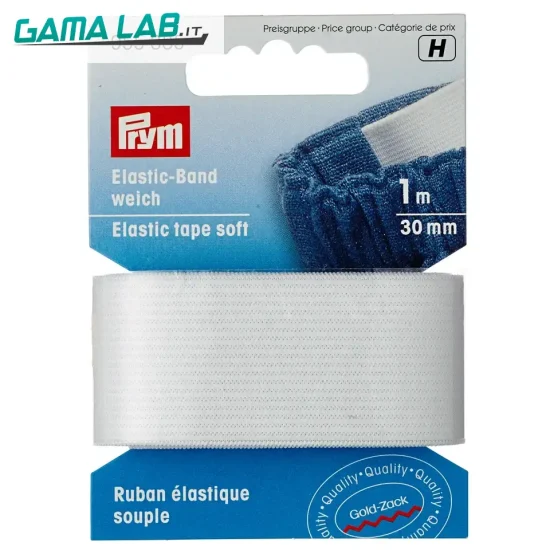 955385 Nastro elastico soffice 30 mm bianco - 1m