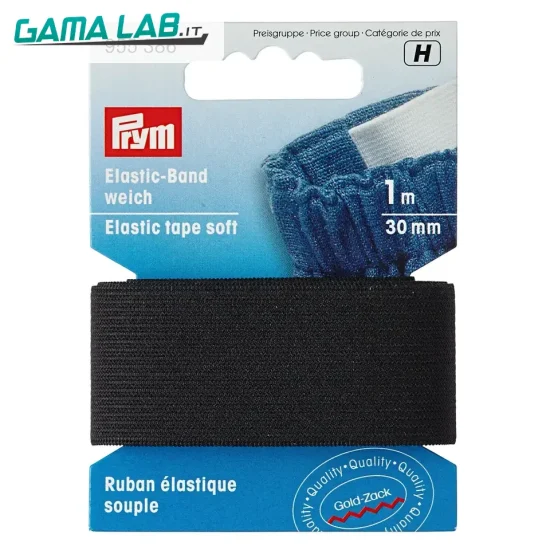955386 Nastro elastico soffice 30 mm nero - 1m